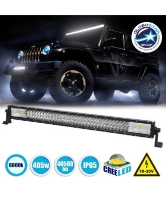 GloboStar® 85483 PRO Series Μπάρα Ίσια - Straight TRI-ROW 7D για Αυτοκίνητα & Φορτηγά LED CREE XBD 405W 40500lm 15° & 60° DC 10-30V Αδιάβροχη IP65 Ψυχρό Λευκό 6000K